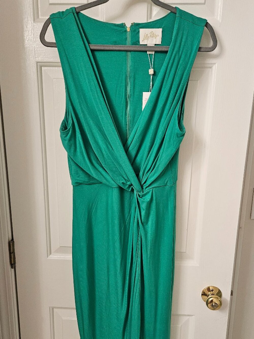 Lilly Pulitzer NWT Emerald Green Twist Front Midi Dress Size 12